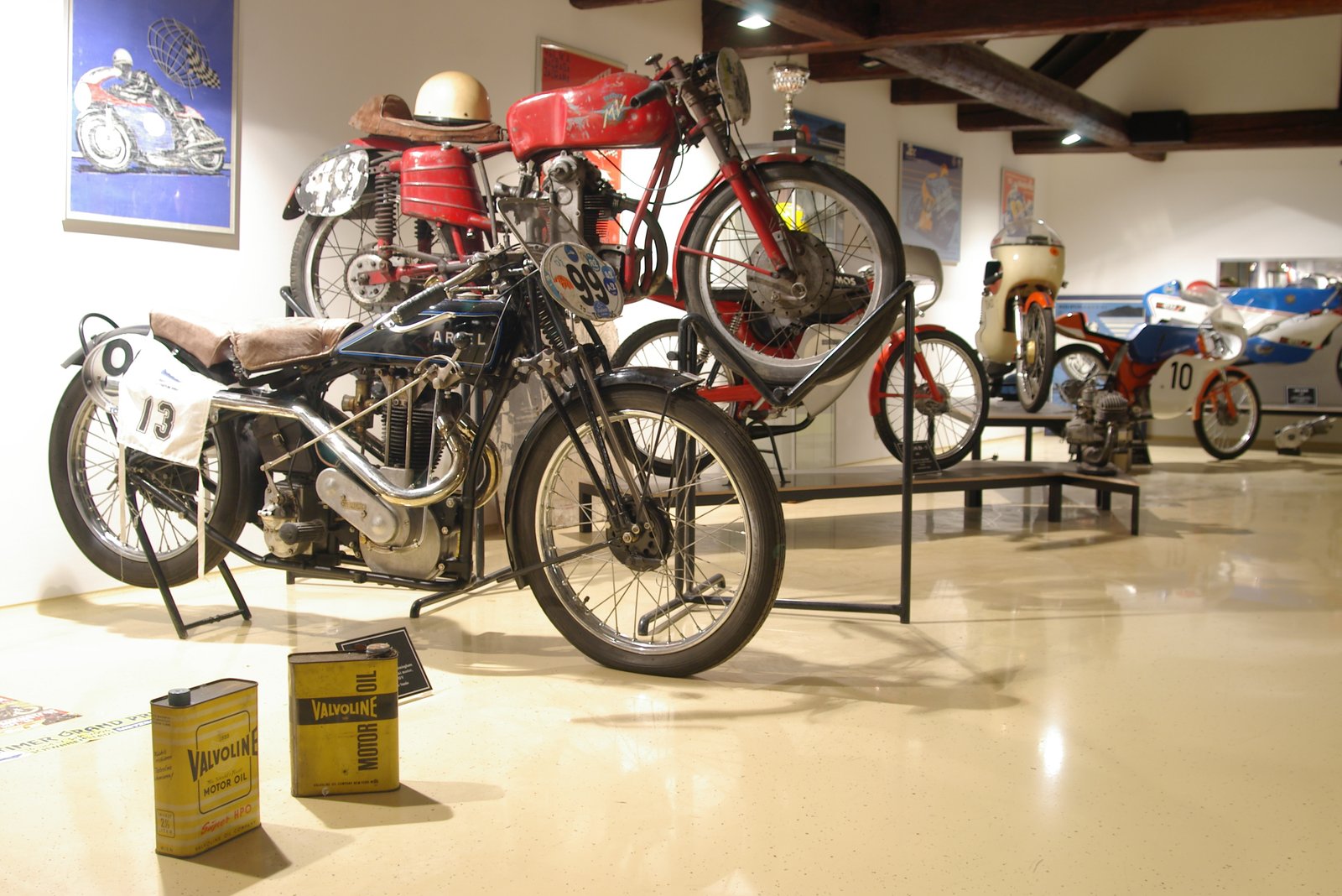 Interior of Grom automotive museum with classic vehicles on display